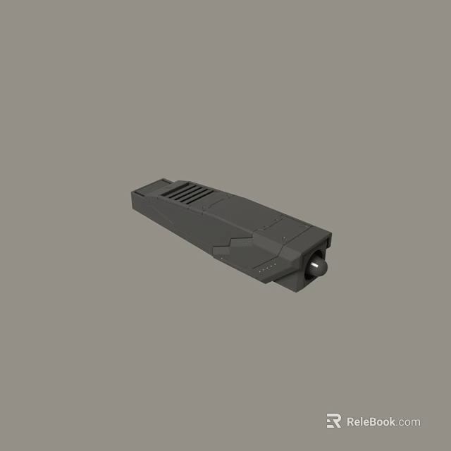 Black Elongated Electronic Device With Ventilation Slots And Front Circular Port 3d model 