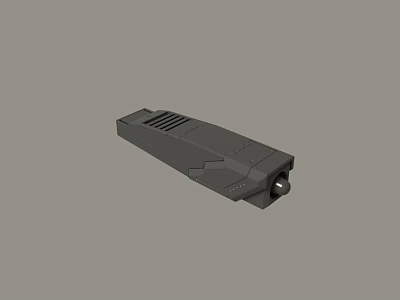 Black Elongated Electronic Device With Ventilation Slots And Front Circular Port 3d model