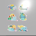 Traditional Chinese Mid-Autumn Festival Decorative Stickers With Cultural Moon And Architecture Elements