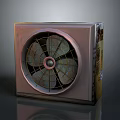 Industrial Electric Fan With Square Metal Casing And Rotating Blades For Ventilation