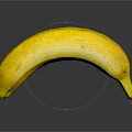 Ripe Yellow Banana With Brown Spots On Shiny Black Background