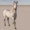 Gray Mythical Unicorn Standing Against Blue Sky And Gray Ground