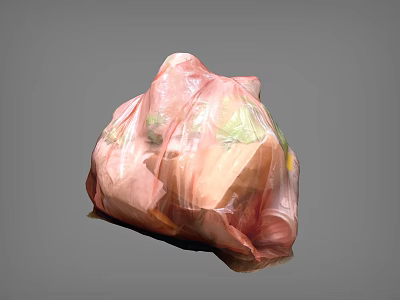 Pink Plastic Bag With Fresh Vegetables And Various Items Inside 3d model