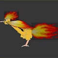 Game And Movie Character With Yellow Body Flaming Wings Standing In Glowing Pose