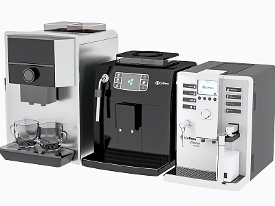 Modern Coffee Machines In Various Styles As Essential Kitchen Appliances For Home Use 3d model