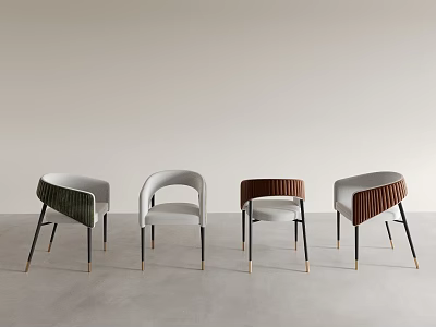 Modern Upholstered Dining Chairs With Velvet Fabric And Colorful Metal Leg Designs 3d model