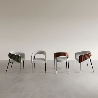 Modern Upholstered Dining Chairs With Velvet Fabric And Colorful Metal Leg Designs 3d model