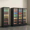 Black Upright Glass Door Refrigerators Freezers Display Beverages And Food In Modern Kitchen