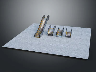 Modern Elevator And Escalator Models Featuring Metal Frames And Glass Components For Commercial Buildings 3d model