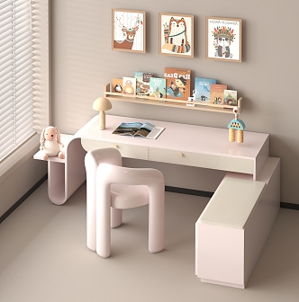 Modern Children's Study Desk and Chair Combination Desk and Chair 3d model