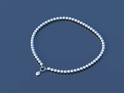 Elegant Silver Pearl Bracelet With Round White Pearls And Small Pendant 3d model