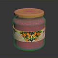 Citrus Fruit Jam In Red Jar With Yellow Lid And Fruit Illustrated Label
