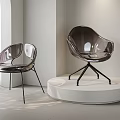 Modern Transparent Leisure Chair With Metal Frame In Minimalist Interior