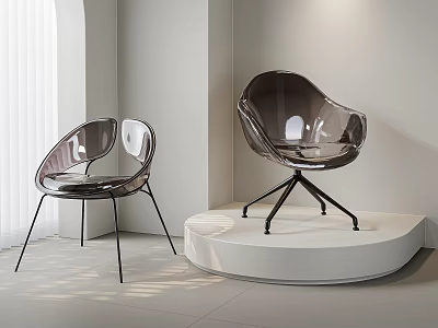 Modern Transparent Leisure Chair With Metal Frame In Minimalist Interior 3d model