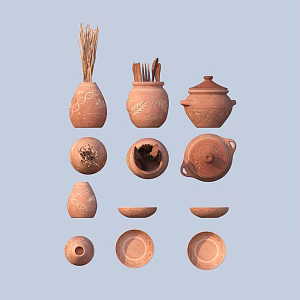 Pottery Pot Coil Pot Clay Pot Porcelain Clay Ware 3d model
