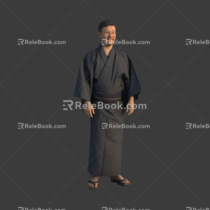 Japanese men wearing kimonos 3d model