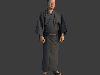 Japanese men wearing kimonos model