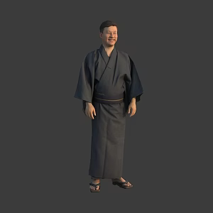 Japanese men wearing kimonos 3d model