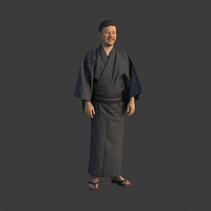 Japanese men wearing kimonos 3d model