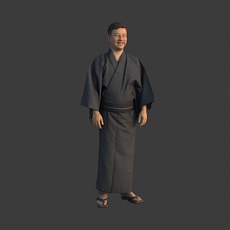 Japanese men wearing kimonos 3d model