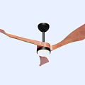 Modern Air Conditioning Fan With Wooden Blades Black Base And Light