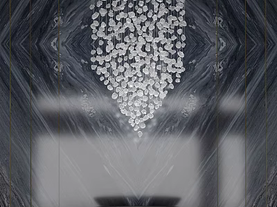 Luxury Crystal Chandelier Hanging in Modern Interior with Marble Walls and Elegant Design 3d model