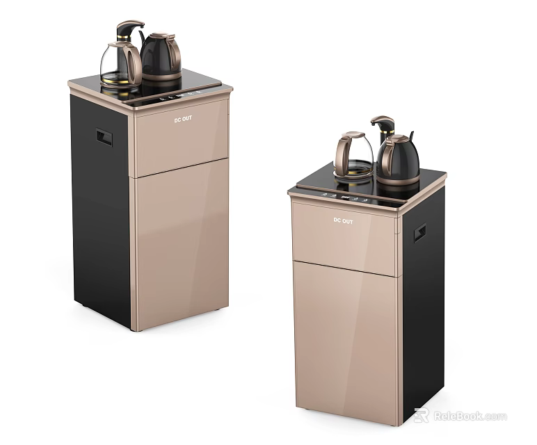 Two Modern Daily Electrical Appliances With Kettles On Black And Beige Cabinets 3d model 