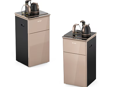 Two Modern Daily Electrical Appliances With Kettles On Black And Beige Cabinets 3d model