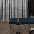 Cozy Room Interior With Folding Bed Blue Mattress Yellow Pillow And Bedside Table