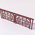 Classic Red Traditional Railing With Intricate Geometric Patterns And Symmetrical Structure 3d model