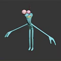 3D Cartoon Character Creature With Big Eyes And Slender Blue Body
