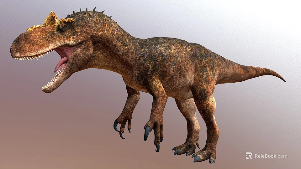 Realistic 3D Dinosaur Model With Horned Head Open Mouth And Detailed Skin Texture 3d model 