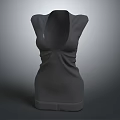 Elegant Gray Sleeveless Dress With V Neck And Ruched Waist Design