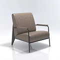 Modern Single Chair With Light Brown Leather Upholstery And Black Metal Frame