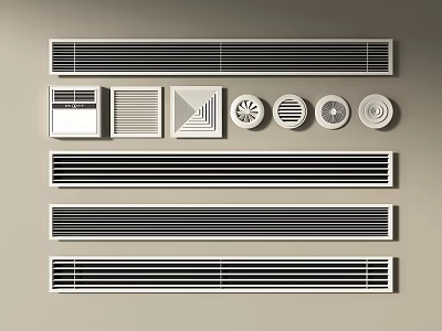 Various Types of Air Conditioner Vents with Different Designs and Shapes 3d model