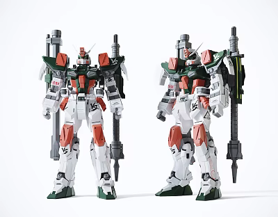 Smart Machines Model Figures With White Green Red Armor And Mechanical Weapons 3d model Smart Machines Model Figures With White Green Red Armor And Mechanical Weapons 3d model