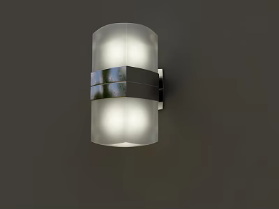 Modern Cylindrical Wall Sconce With Frosted Glass Shade And Metal Accent 3d model