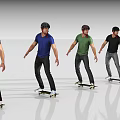 Three Men Skateboarding on Smooth Surface Wearing Different Colored Clothes