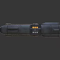 Vintage Sci Fi Weapon Featuring Metallic Body Wooden Stripes Ammo Magazine and Mechanical Design