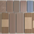 Various Wooden Wall Panels Featuring Striped And Geometric Texture Patterns For Interior Decor 3d model