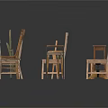 Collection of Various Wooden Single Chairs With Different Backrest And Seat Designs
