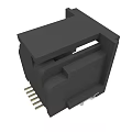 Black Plastic Network Connector Socket With Square Design And Pins For Electronic Equipment