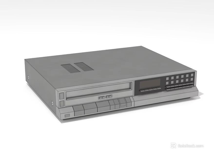 Vintage Gray Headphone Audio System With VHS Tape Player Display Screen And Control Buttons 3d model 