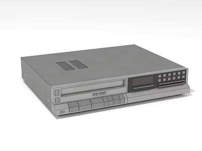 Vintage Gray Headphone Audio System With VHS Tape Player Display Screen And Control Buttons 3d model
