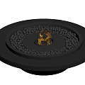 Modern Round Fireplace Design With Burning Flames And Black Pebbles 3d model