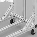 Transparent Clothes Rack With Wheels Hanging Black And White Clothes And Shoes
