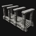 Ancient Architecture Stone Pillars With Intricate Carvings And Classical Design Elements