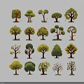 Floral Art Display With Diverse Tree Illustrations For Decorative Design 3d model