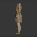 Loose Fit Beige Long Sleeve Robe With Belt And Matching Pants And Shoes