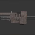 Industrial Mechanical Equipment 3D Model With Metal Structure And Parallel Bars